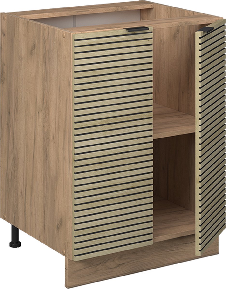 Vicco Fame-Line Keukenonderkast – 60 cm zonder werkblad Eiken paneel Eiken paneel/Goudkleurig Eiken