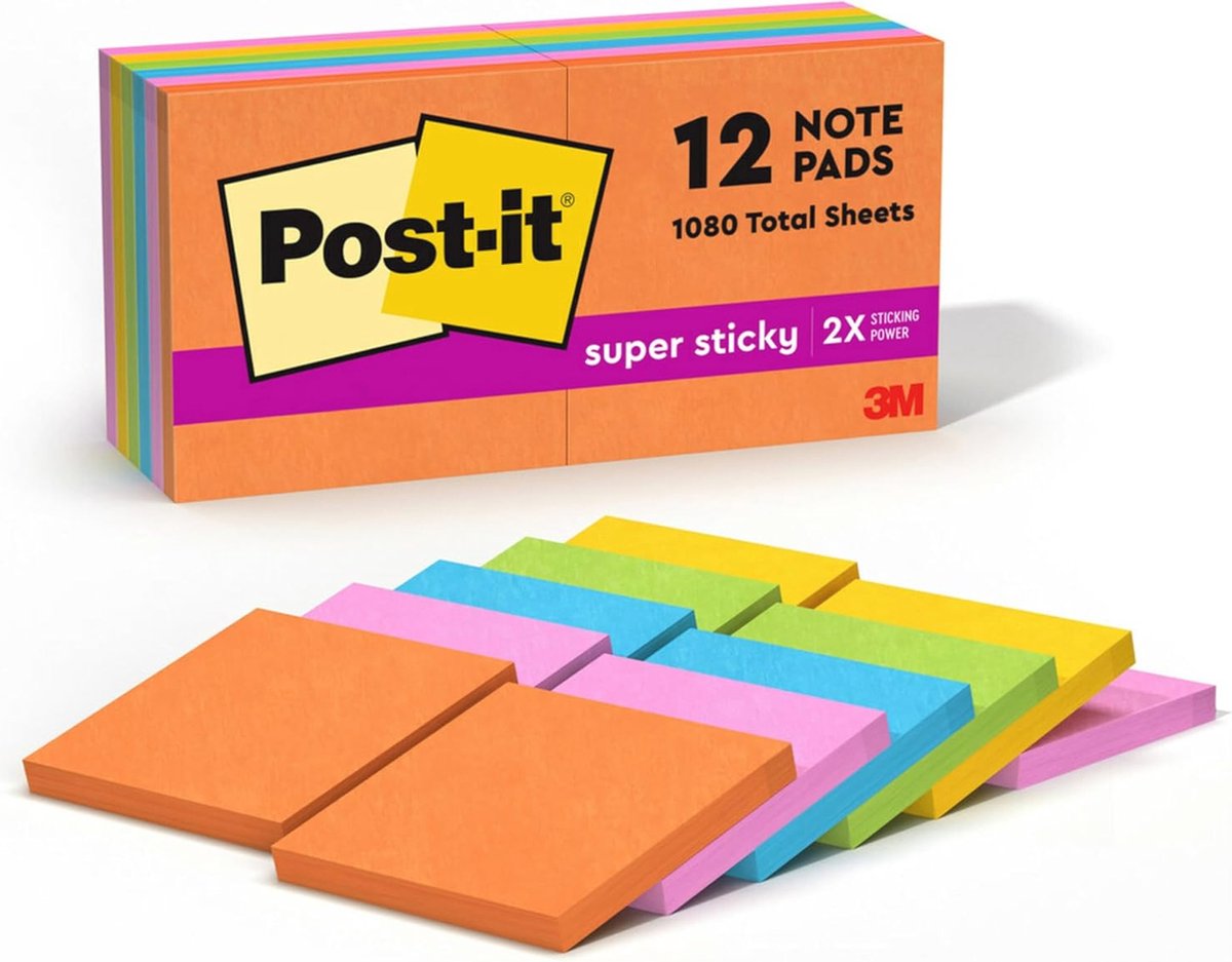 Super Sticky Notities 3"X3" 12/Pkg-Rio de Janeiro met 90 Velletjes