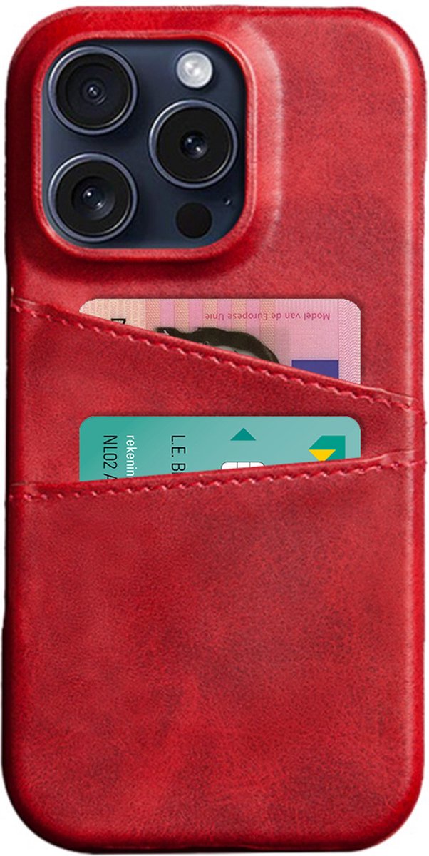Peachy Duo Cardslot Wallet vegan leather hoesje geschikt voor iPhone 16 Pro Max - rood