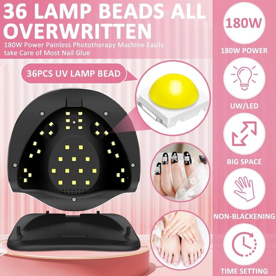168 W nageldroger, uv-led-nagellamp voor nagels, professionele