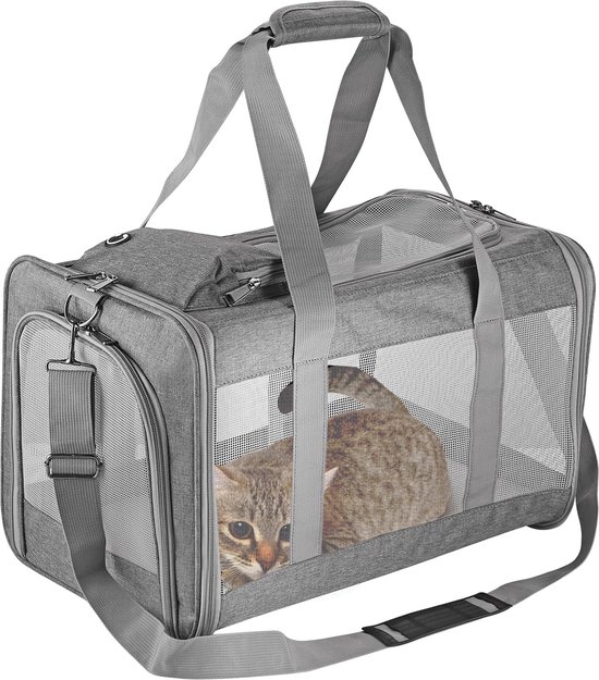 PawHut Transporttas, Opvouwbare Doos Voor Katten En Kleine Honden Lichtgewicht En Duurzaam 70 X 51 X 50 Cm Grijs En Zwart Aosomnl