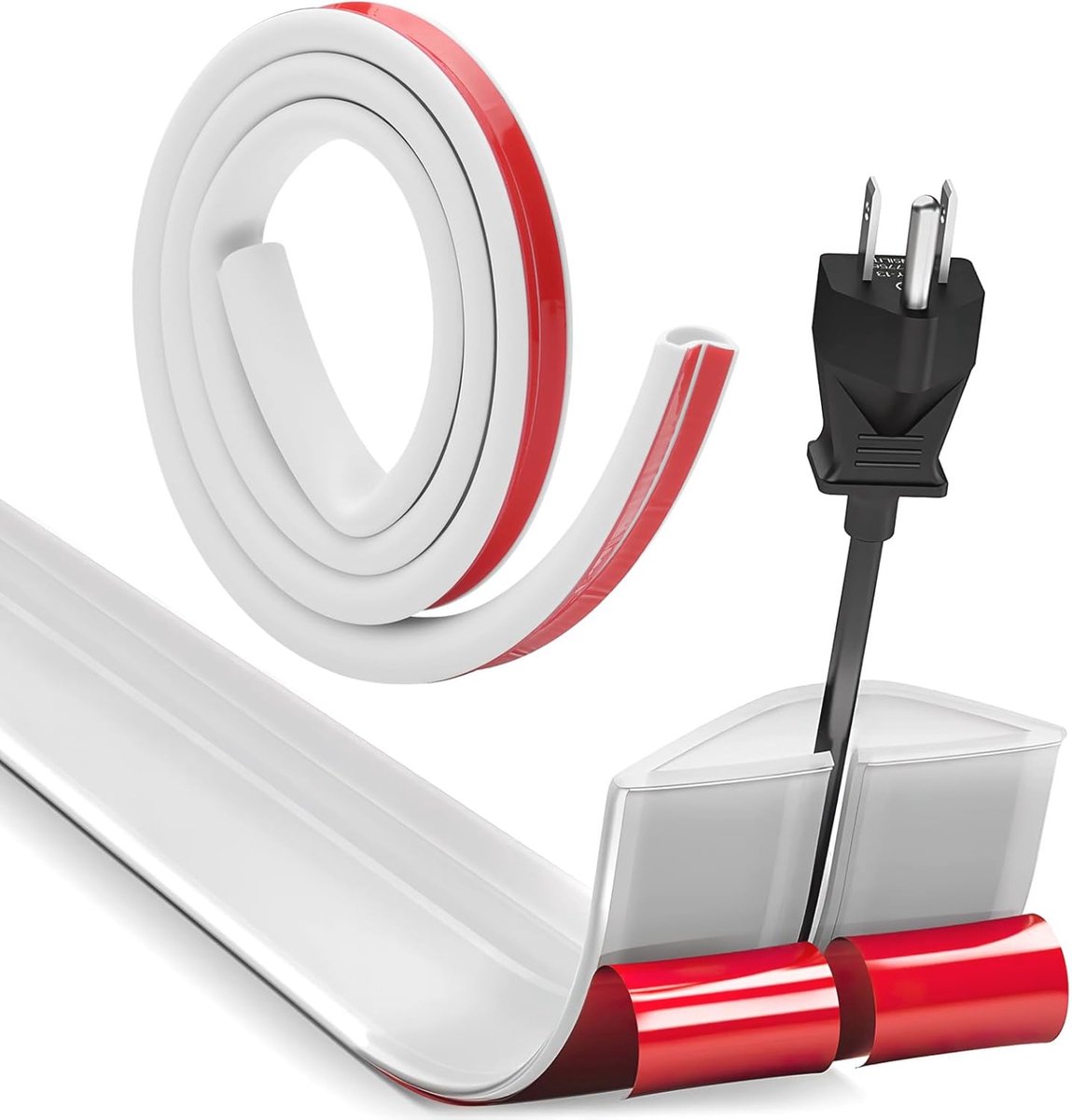 Halfronde witte kabelgoot - Zelfklevend en flexibel voor binnen en buiten - Ideaal voor kabelafdekking 1 m (15 mm x 10 mm)