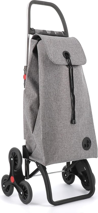 Boodschappentrolley, opvouwbare winkelwagen, trappenwagen met afneembare tas, boodschappentrolley, trapklimmer met 6 wielen, blauw