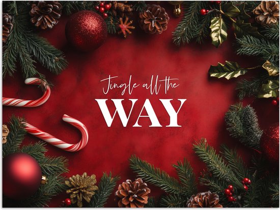 Poster 120x90 cm - Kerst - Quote - Rood - Kerstballen - Posters - Kamer decoratie - Wanddecoratie woonkamer - Kerstdecoratie voor binnen - Kerstversiering - Kerstmis versiering in huis - Kerstaccessoires