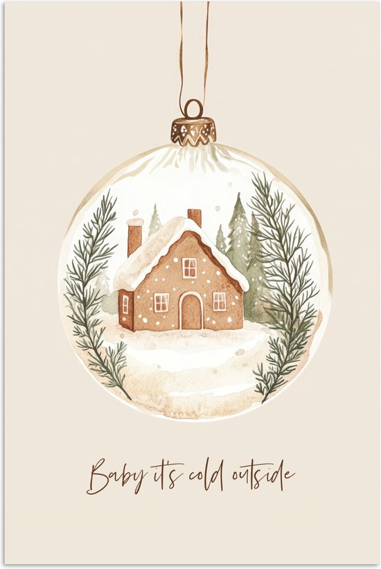 Poster 80x120 cm - Quote - Winter - Kerst - Beige - Kerstbal - Posters - Kamer decoratie - Wanddecoratie woonkamer - Kerstdecoratie voor binnen - Kerstversiering - Kerstmis versiering in huis - Kerstaccessoires