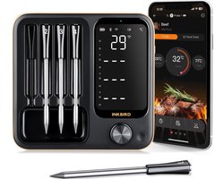 INKBIRD INT-14-BW LUXE Draadloze Vleesthermometer met 4 Sondes voor Oven, Keuken,Barbecue,WiFi Bluetooth BBQ Thermometer met APP,Waterdicht, 2025 model