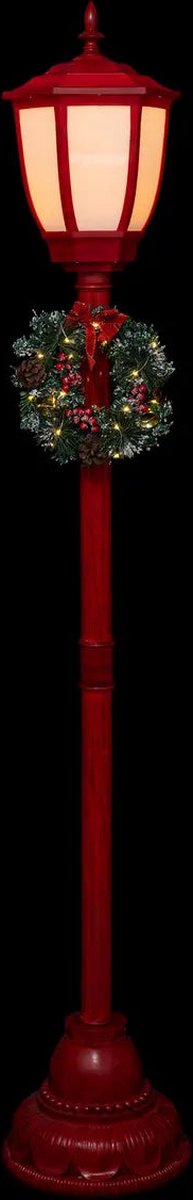 Fééric Lights and Christmas - Kerstlantaarn - L30 x B30 x H180 cm - rood - met warm witte ledverlichting - Afmetingen: L30 x B30 x H180 cm - Kleur: rood - Aantal ledlampjes: 74