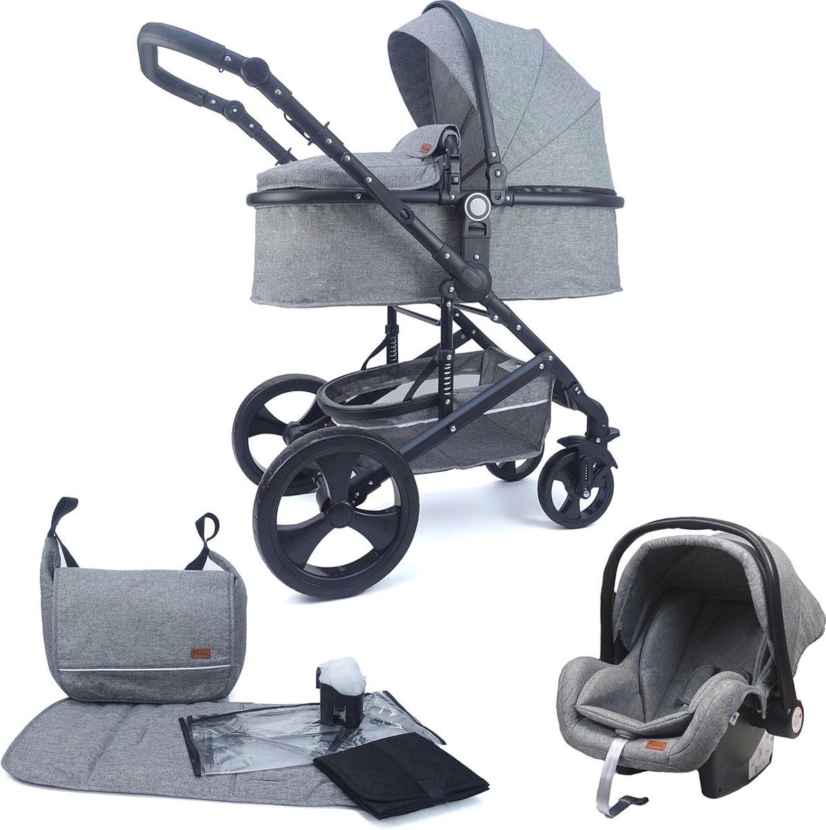 Image of 3-in-1 Kinderwagen met Omkeerbare Stuur en Alu Frame - Ideaal voor Baby's, Peuters en Pasgeborenen