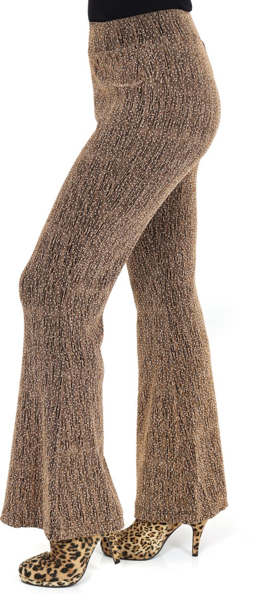 Flared Broek Goud - Dames - Disco Broek - Maat S