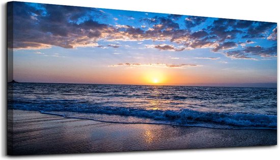Canvas schilderij, Zonsondergang Zee Strand