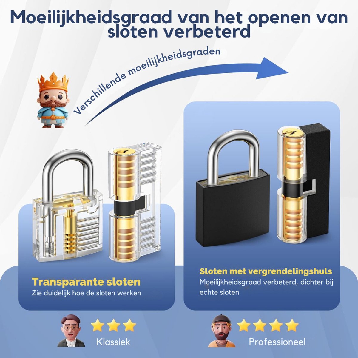 Lockpick Set – met Hangslot Professionele Kwaliteit – Oefenslot met Gebruiksaanwijzing – met Opbergtas — cadeau in Hobby - foto 6