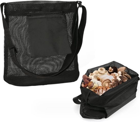 Oogstzak - voor groente en fruit - Opvouwbare - Fruit Plukzak - Herbruikbare Zakjes - 45*45cm - Mesh materiaal - Camping - zwart van Eusstore — afbeelding 2