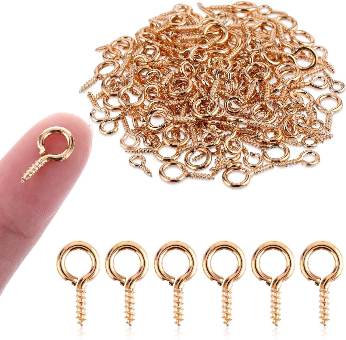 400 stuks kleine schroefogen - metalen oogschroefhaken - goud - 10 mm .