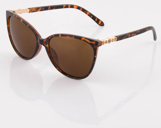 Elegante Dames Zonnebril - Bruin Gemêleerd - Cat. 3 UV400 Bescherming - Sierlijke Strassteentjes Details - inclusief kunstleren brillenetui van Victor&Rolf — afbeelding 4