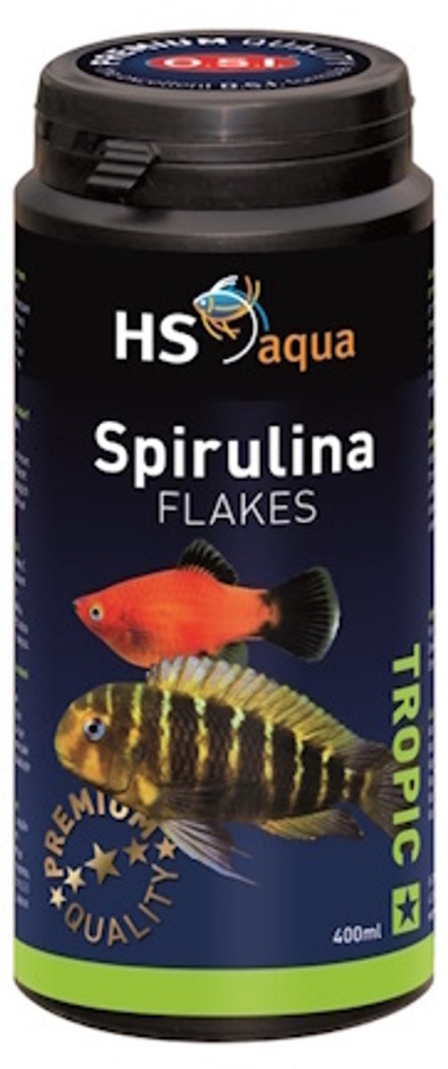 HS aqua Spirulina vlokken - Voer voor tropische aquariumvissen - 400 ml