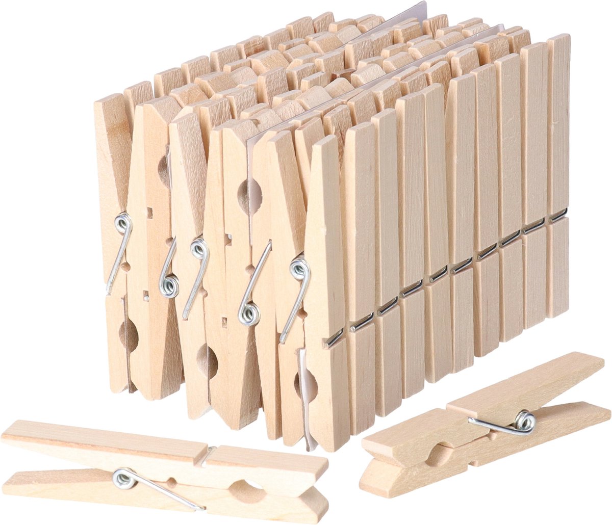 Goedkoopste Wasknijpers - 50x stuks - natuurlijke houtkleur - stevig ontwerp - 8 cm