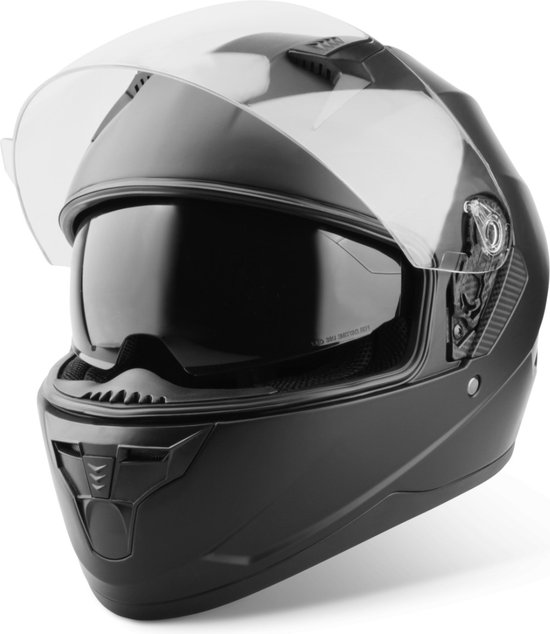 VINZ Kennet Casque intégral avec pare-soleil / Casque de moto / Casque de scooter / Casque de cyclomoteur - Zwart mat
