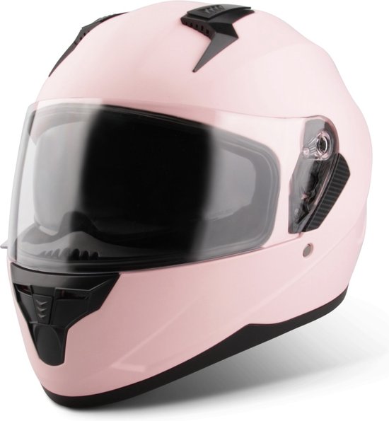 VINZ Kennet Casque intégral avec pare-soleil / Casque de moto / Casque de scooter / Casque de cyclomoteur - Rose mat