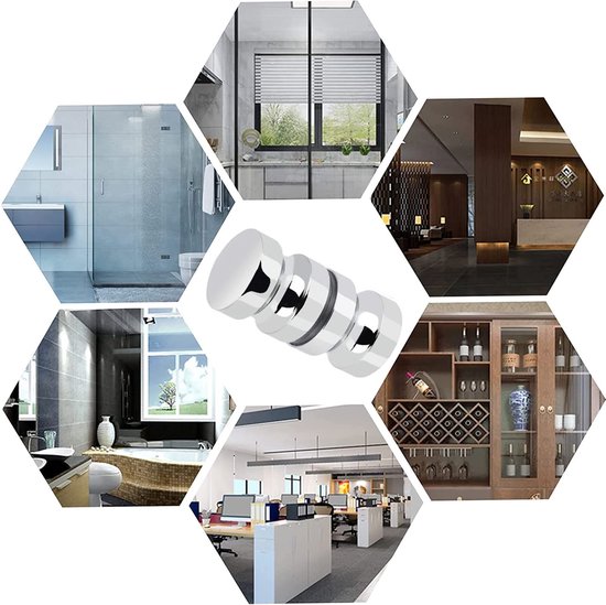 JGS ® Boutons de porte doubles pour Portes de douche de Verres avec finition brillante