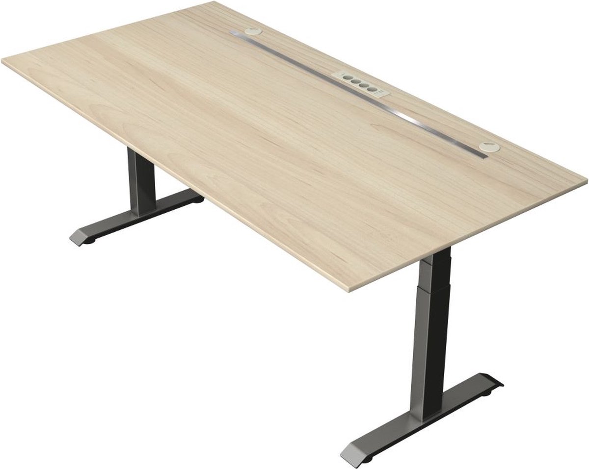 Kerkmann Zit sta bureau Move Boost 4 - 200x100cm - essenhout-antraciet naturel essen