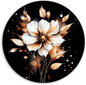 WallCircle® Wandcirkel 60x60 cm - Muurcirkel Bloem - Verf - Goud - Graffiti - Modern - Muurdecoratie woonkamer - Wanddecoratie slaapkamer - Kamer decoratie accessoires - Ronde schilderijen