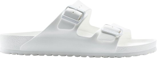 Witte Birkenstock Arizona EVA slipper, zijaanzicht.