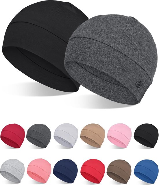 Equivera sous casque chapeau 2 pièces 100% Viscose Chapeaux pour hommes-femmes doublure de casque bonnet de couchage léger pour chimio-perte de cheveux