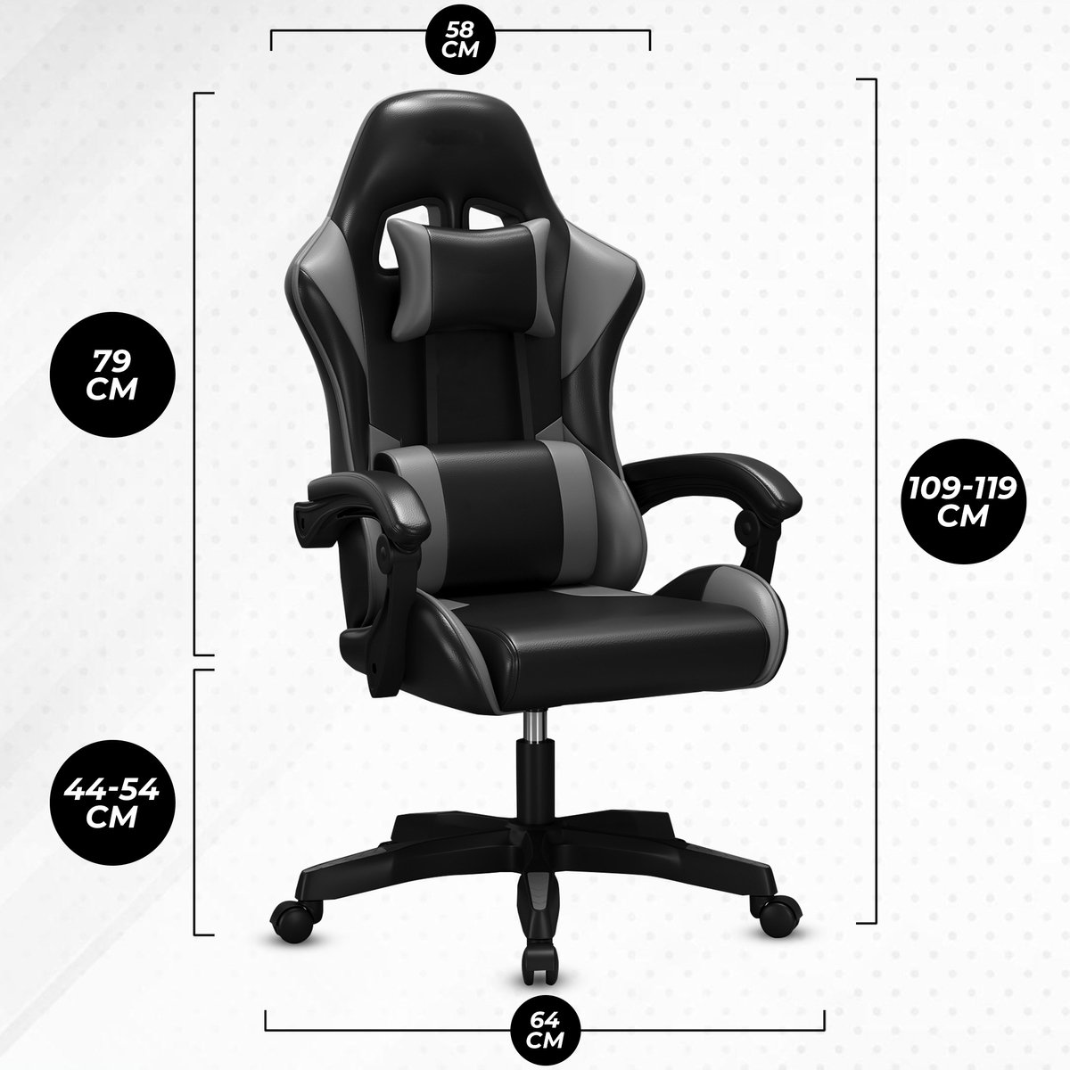 Afbeelding 3 van Bayt Gaming Stoel - Gamestoel - Gaming Chair - Game Stoel - Ergonomische Bureaustoel - Zwart - Verstelbaar