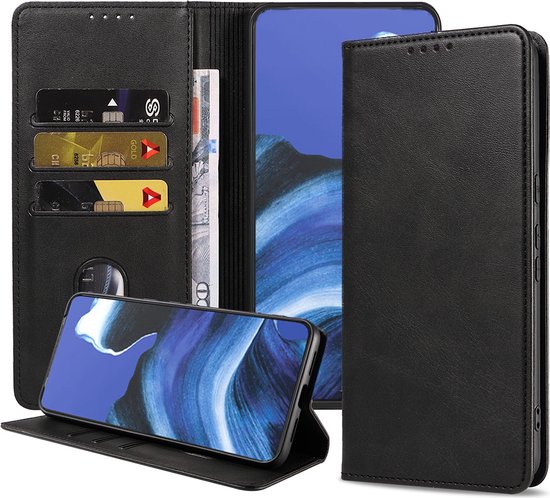 Smartphonica Étui pour Oppo Reno 2 Étui en Simili Cuir avec Fermeture Magnétique et Porte-cartes Book Case avec Couverture - Zwart pour Oppo Reno2