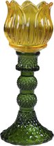 glas waxinelicht tulp geel 19cm