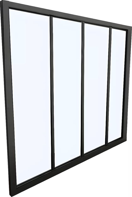 Fenêtre intérieure en Verres BAYVIEW en aluminium avec revêtement en poudre noir - 120 x 105 cm L 120 cm x H 105 cm x P 3,5 cm