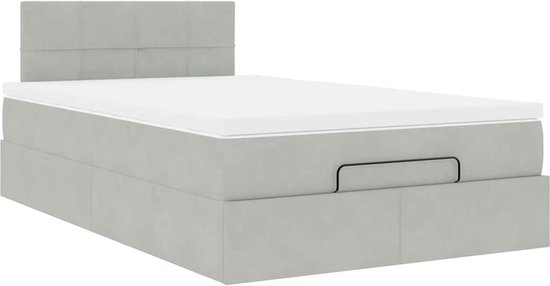 vidaXL - Lit ottoman avec matelas 120 x 200 cm velours gris clair