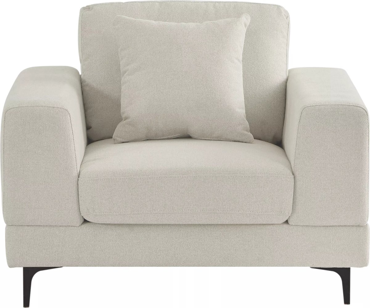 Vente-unique Fauteuil in beige textuurstof - JAMOLO