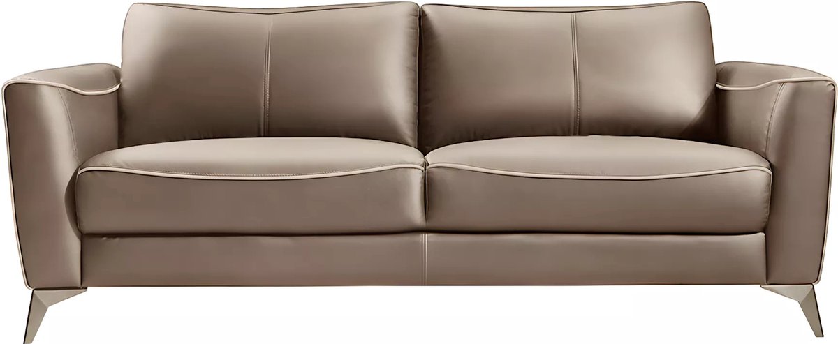 Vente-unique Driezitsbank BATUCO - Leer - Bruin met beige paspel