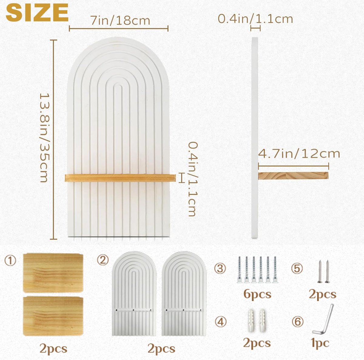 YunBey 4 Stuk Boho-stijl Wandschappen, Ronde Houten Botanische