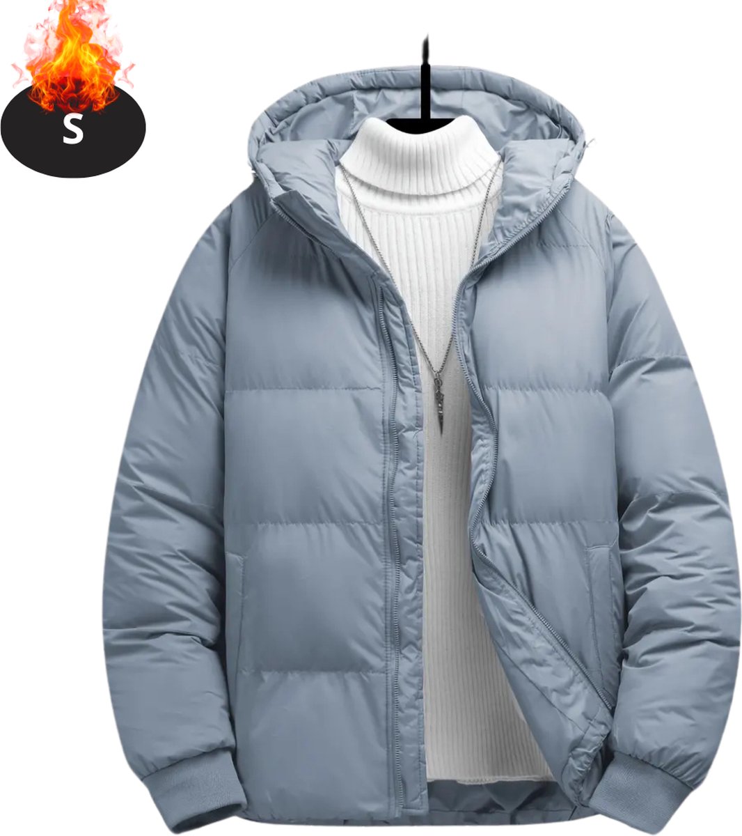 Nivard Winterjas Parka Heren Winter Jas Volwassen Stijlvol Lichtblauw