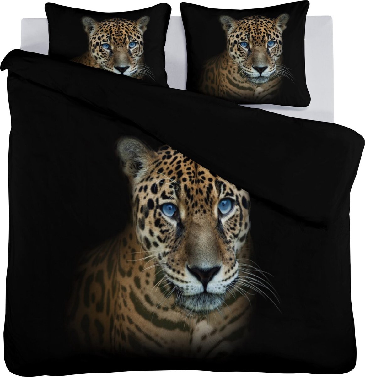 Senzai Wild Leopard Dekbedovertrek - lits-jumeaux - 240x200/220 cm - Zwart