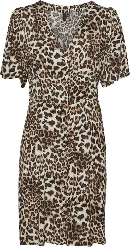 VERO MODA Dames Vmalba Ss Short Dress WVN Ga Noos Jurk, Silt Green/Aop: ulrikke, L