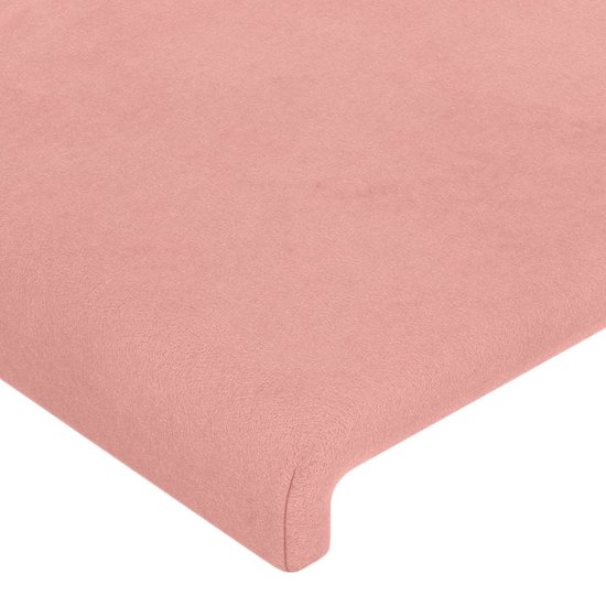The Living Store Tête de Lit LED Rose - Velours - 203x16x78/88 cm - Hauteur Réglable