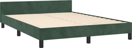vidaXL Cadre de lit - 140x190 cm - Velours - Vert foncé Cadre de lit - Canapé-lit vert foncé - Velours Cadre de lit - Lit double - Lit à sommier tapissier