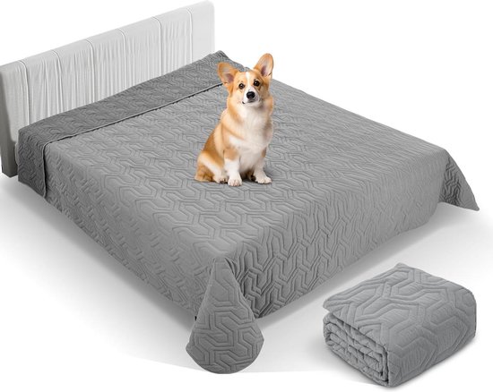 GYURO 100% waterdichte hondendeken, aan beide kanten bruikbaar en machinewasbaar, biedt uitgebreide dekking en bescherming voor je bank, bed, autostoel (grijs, 77 x 178 cm