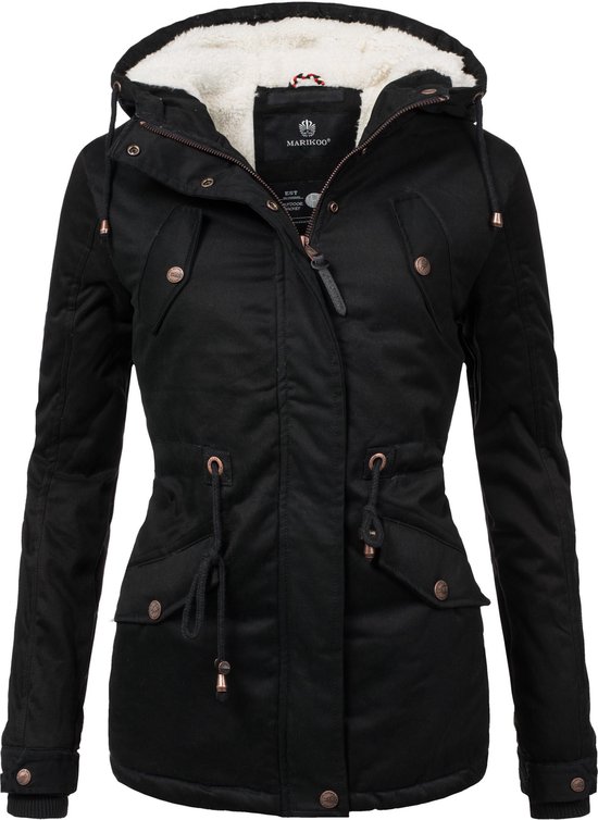 Rembourré et coupe-vent - Marikoo MANOLYA - Veste d'hiver Femme - Adulte - À capuche - Zwart - M