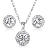 Set Collier et Boucles d'oreilles Ronds Swarovski - Ajustable 40+10 cm | Boîte à bijoux | Coffret cadeau Femme | Cadeau pour femme | Cadeau d'anniversaire | Boîte-cadeau | Bijoux | Coffret Femme | cadeau de Noël | Boite cadeau | Bijoux |