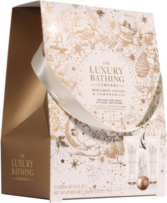 Set Cadeau Nuit Perfect , Bergamote, Gingembre & Citronnelle, Gel Douche, Lotion Corps, Boule de Bain, Éponge Exfoliante Corps, Le
