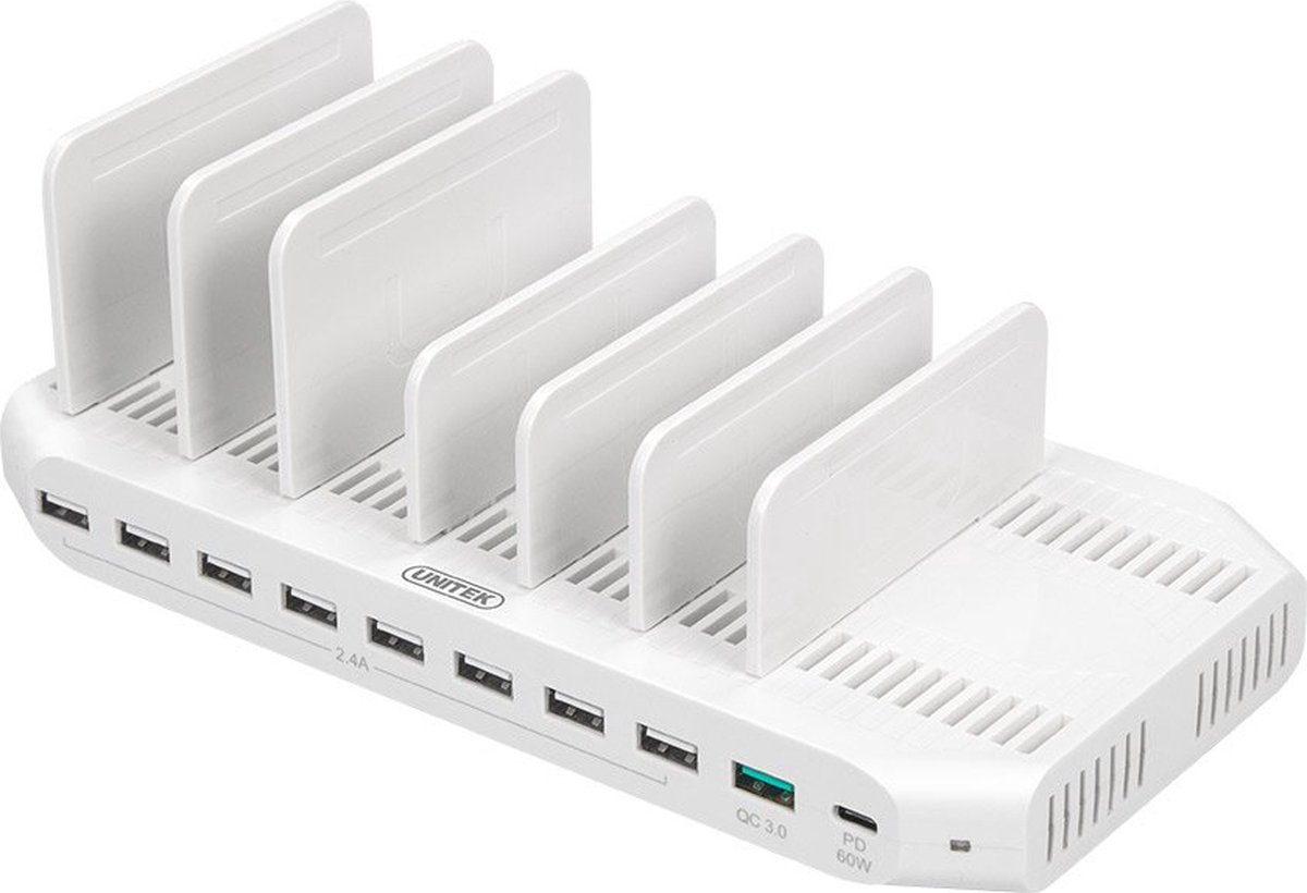 Unitek Oplaadstation Multifunctionele Hub Voor Smartphones, Tablets En Laptops 10Xusb