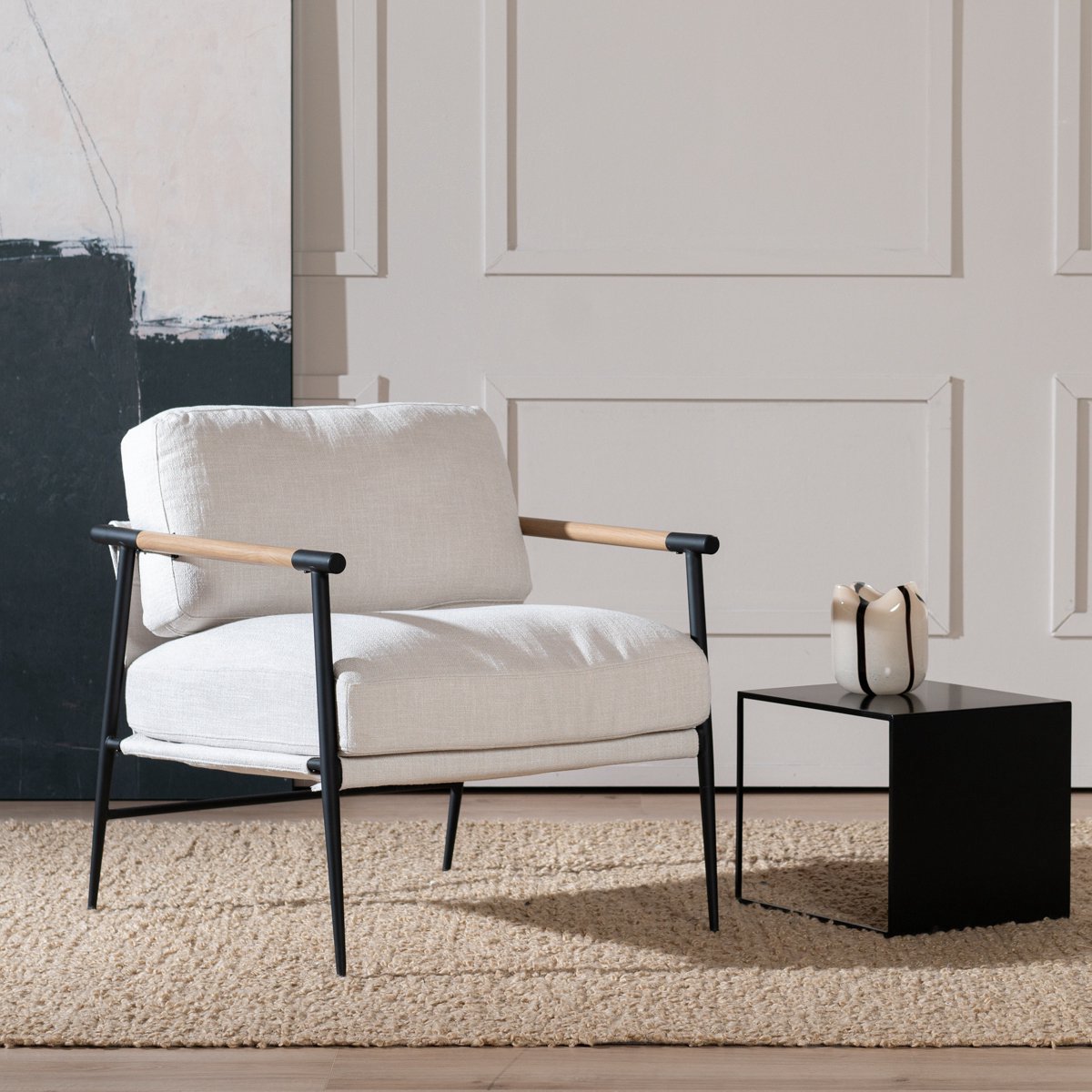 Bronx71 Fauteuil Jade linnen off white Wit