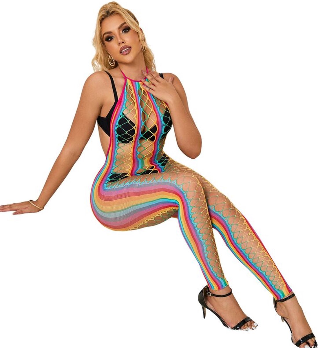 SUBBLIME - 952358 REGENBOOG HALTERNEK VISNET JURK ÉÉN MAAT