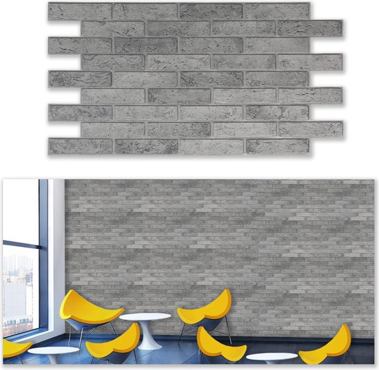 IZODEKOR Wandbekleding steenlook piepschuim 3D wandpanelen - Verblendstenen steenlook voor keuken, badkamer, balkon, slaapkamer, woonkamer, terras | Stenenhuizen (10x panelen