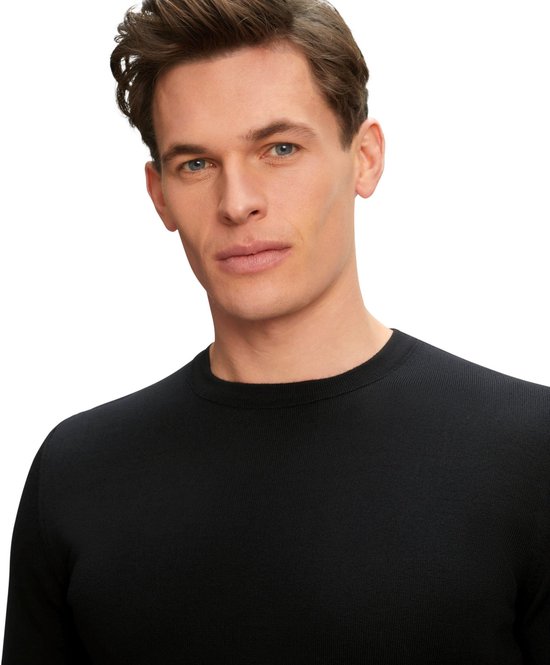 FALKE Basic New Merino Crew Neck elegante klassieker wol trui heren zwart - maat M