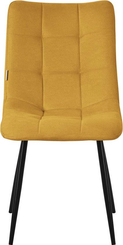 Chaises de salle à manger lot de 4 Chaise de cuisine jaune moutarde avec revêtement en polyester et pieds en acier design ML